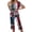 Red, variant on Womens 4th of July Pajama Sets Independece Day Patriotic Star Print Nightwears Short Sleeve Top and Capri Pants PJ Sets