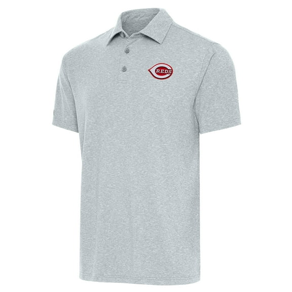 Men's Antigua  Heather Gray Cincinnati Reds Par Polo