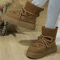 thumbnail image 5 of Tao Tao Snow Boots for Women, Platform Anti-Slip Winter Booties, Warm Fur Lace Up Round Toe Ankle Boots for Women, Comfort Faux Fur Outdoor Walking Boots Brown 43, 5 of 7