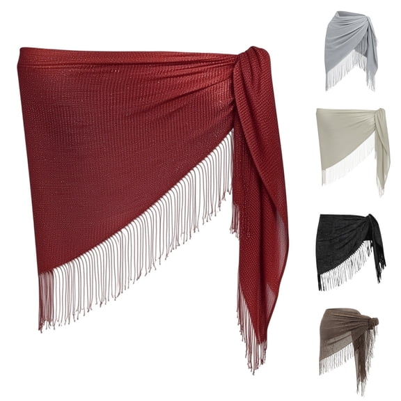 Breezora Women Lace Wrap Skirt with Tie Waist Scarf Belt Asymmetrical Layered Hem Flowy Boho Beach Style