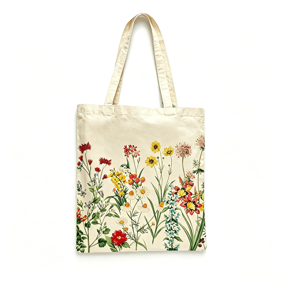Canvas Tote Bag Vintage Flowers Cute Tote Bag Aesthetic Reusable Shopping Grocery Bags Birthday Gifts for Women