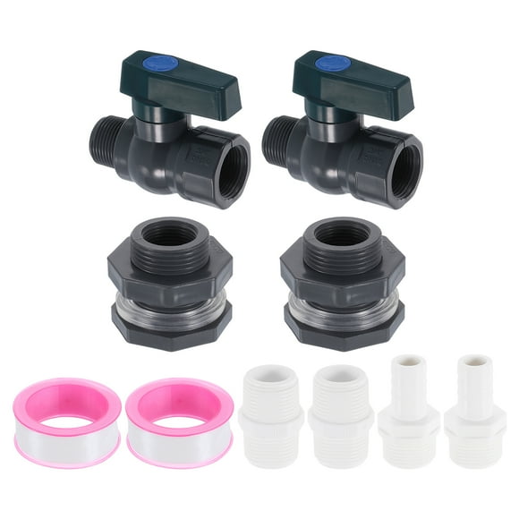 Uxcell 2 Set Rain Barrel Faucet Kit, 3/4" GHT Rain Barrel Spigot with Adapter, Grey