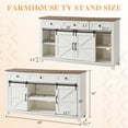 thumbnail image 7 of Merluxy TV Stands for Living Room with Sliding Barn Doors for Televisions up to 65+ Inch, Rustic White, 7 of 7