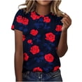 thumbnail image 2 of QIPOPIQ T-Shirts Vintage pour Femmes Mode Décontractée Col Rond Manches Courtes T-Shirt Imprimé Top Liquidation, 2 of 5