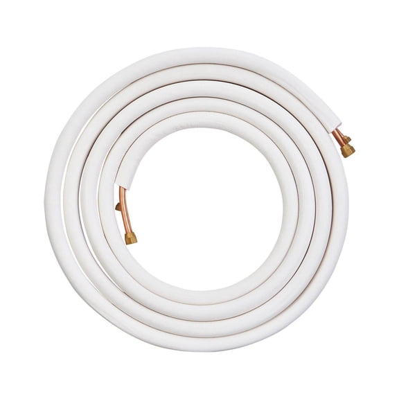 25FT Mini Split Line Set 1/4 Inch and 3/8 Inch OD Copper Pipes Triple Layer Insulation for Mini Split AC Heat Pump HVAC with Wrapping Strips