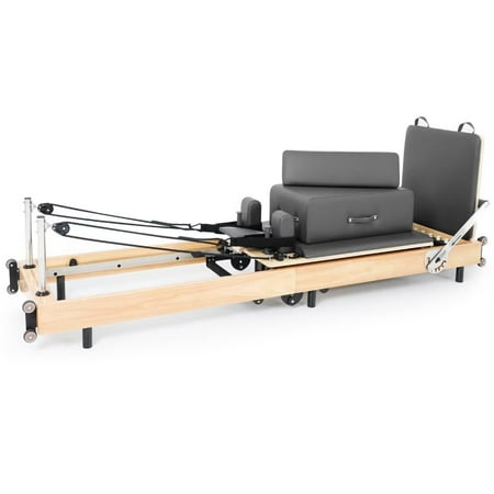 NAIZEA Pilates Reformer Machine,Oak Wood Home Pilates Equipment, Foldable Pilates Reformer with Reformer Box, Jump Board for Home Workouts and Body Exercises, Suits for Studio Gym Yoga