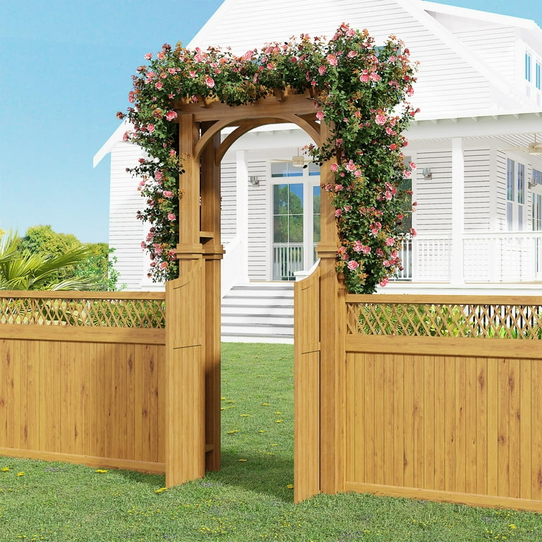 Ataucjin Outdoor Wooden Arch Trellis, Wood Garden Arbor with Gate, Wood  Arbor for Climbing Planting Plant Stand, Yard, Garden Decor - Walmart.com