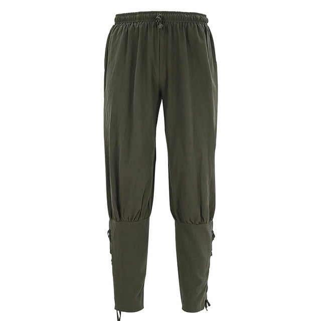 TIMIFIS Pantalon pour Homme à Cheville avec Bande Medieval Pirate Costume Pantalon Renaissance Gothique - GreenFall