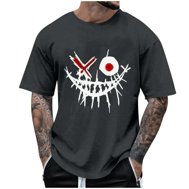 Camisetas de Cuello de la Tripulación de los Hombres de Poliéster Impreso en Seco Rápido, Cuello Redondo de Corte 3D para Gimnasio, Carrera, Ciclismo Y Ocasional