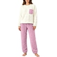 thumbnail image 2 of Miqool Womens Fuzzy Fleece Pajama Sets 2 Piece Long Sleeve Winter Warm Loungewear Sleepwear with Pocket, 2 of 9