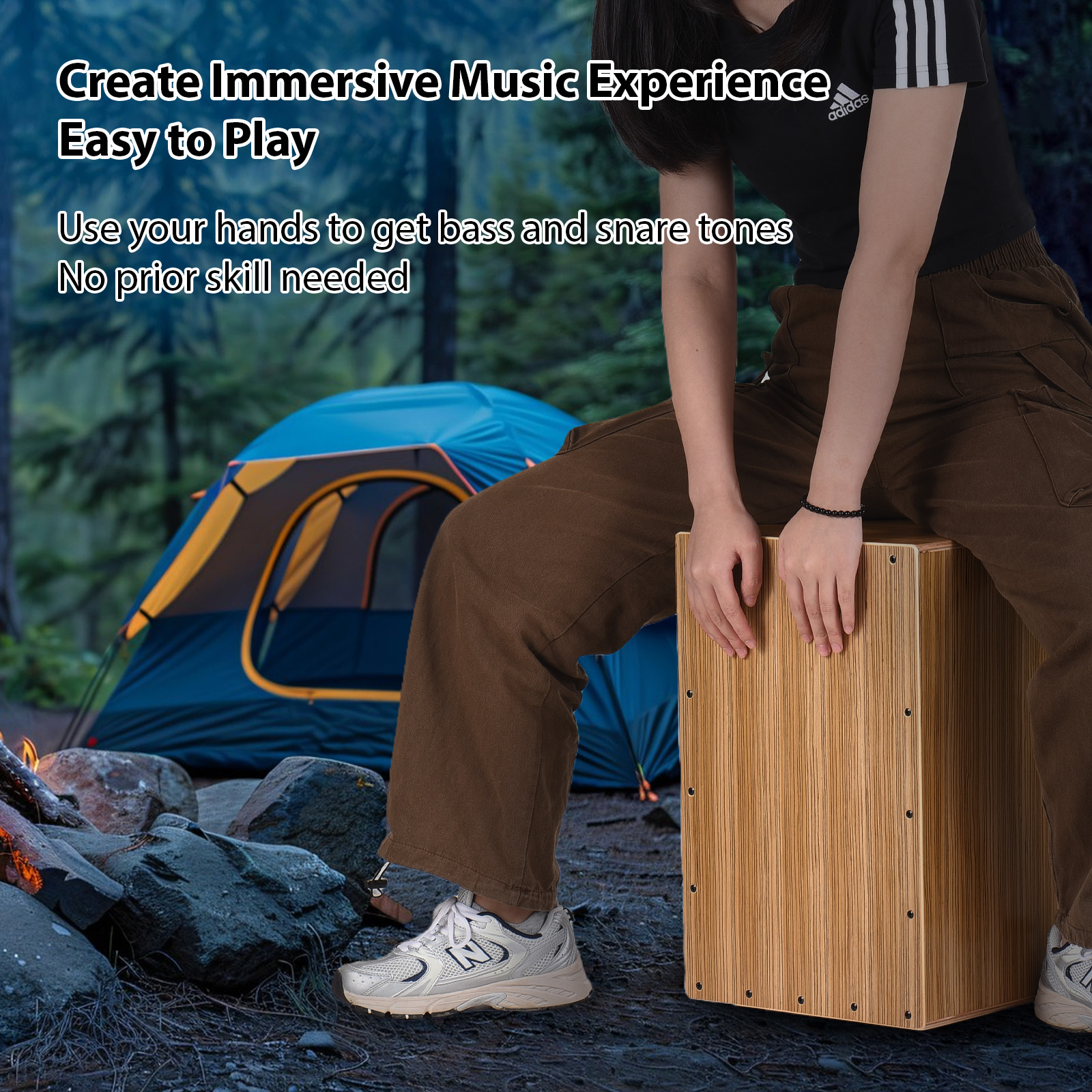 Percussion Instrument,Zebra Wood Party Smooth Percussion Zebra Box Wooden Drum Cajon Drum Box Wood Party Box Hand Drum Smooth Percussion Zebra Wood Wooden Drum Hand -slip Party Box Drum