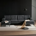thumbnail image 2 of 110" Large Modular Sectional Sofa, Modern Luxury U-Shaped Sofa Couch with Black Metal Legs, Indoor Combination Sofa Couches for Living Room, Dark Gray, 2 of 9
