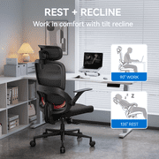 Sihoo B100 Se Office Chair, Dual-Back Ergonomic Chair, 2D Headrest & Flip-up Armrest, Soft Cotton Seat, Mesh Chair for Home Office & Gaming, 300lbs, Black