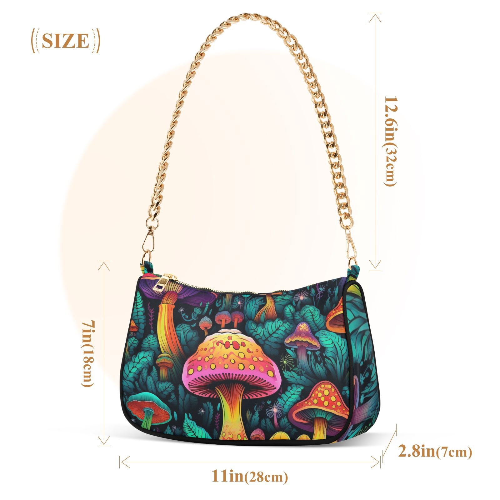 Mushrooms LeavesWomen Small Shoulder Bag Crossbody Tote Hobo Bags Purse Clutch Handbags with Chain Strap for Women