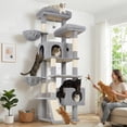 thumbnail image 6 of Globlazer 77" Large Cat Tree and Tower Condo for Indoor Cats with Sisal Scratching Posts, Condos, Hammock & Hammock, Light Gray, 6 of 8