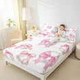 thumbnail image 4 of Feelyou Kawaii Bowknot Baseball Queen Sheet Sets, Cartoon Princess Ribbon Flat Sheet, Teens Kids Girls Women Queen Fitted Sheet, Breathable Home Decor, 4 Pieces, 4 of 7