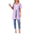 thumbnail image 2 of INSPIRE CHIC Womens Zipper Robes Front Open Knit Short Bathrobe Collarless House Coat with Pockets Soft Nightgown M Purple, 2 of 6