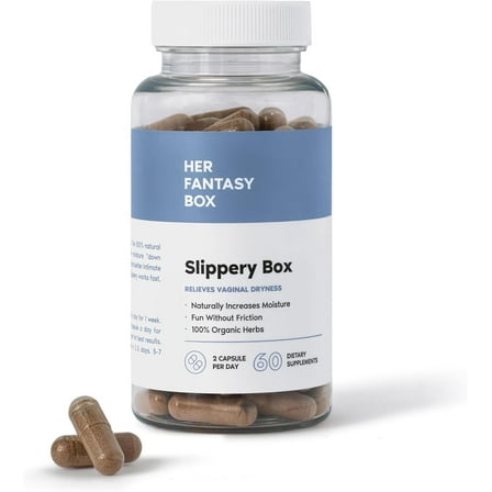 Her Fantasy Box | Slippery Box Feminine Care Capsules for Vaginal Health, 60 Count