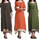thumbnail image 2 of Las nuevas mujeres de la vendimia vestido de algodón de lino de Split dobladillo irregular floja oca Tomshoo Marrón S, 2 of 7