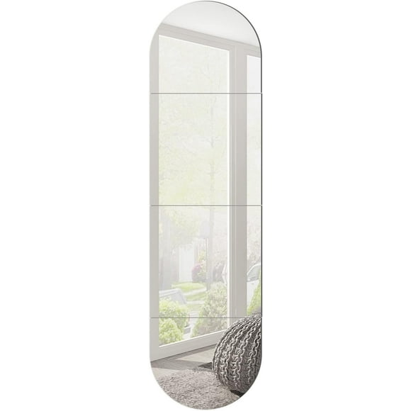 ERDS-Full Length Wall Mirror, 12"x12" Acrylic Stick On Mirror for Home, Workout Gym, Hallway, Dorm Floor - Frameless Long Mirror Tile