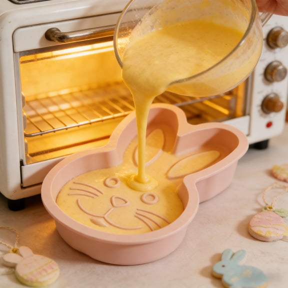 Gqtwoy Bunny Cake Mould, Silicone Baking Pan, Easter Cake Pan, Holiday Party Cake Mould, Create Adorable Bunny Cakes, Non-Stick and Flexible