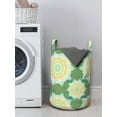 thumbnail image 3 of Ethnic Laundry Bag, Mandala Inspired Silhouettes Concentric Motifs, Hamper Basket with Handles Drawstring Closure for Laundromats, 13" x 19", Green Mustard White, by Ambesonne, 3 of 4