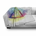 thumbnail image 3 of Geometry Soft Flannel Fleece Throw Blanket, Rainbow Colored Triangles Circles Watercolor Effect with Starburst Stripes, Cozy Plush for Indoor and Outdoor Use, 50" x 60", Multicolor, by Ambesonne, 3 of 6
