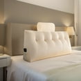 thumbnail image 5 of TOPCHANCES Headboard Reading Pillow with Pocket, Triangular Wedge Bedside Backrest Support Cushion with Detachable Neck Roll Pillow, Beige, 39x8x20 Inches, 5 of 9
