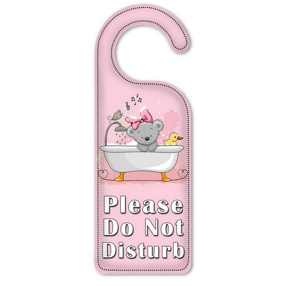 Do Not Disturb Door Knob Hanger Sign - Fuzzy Bear in Bath