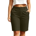 thumbnail image 3 of VBVC Women's High Waisted Business Bermuda Shorts , Lightweight Golf Shorts For Women,Ladies' Knee Length Casual Work Trousers with Pockets,Army Green,S-2XL, 3 of 7