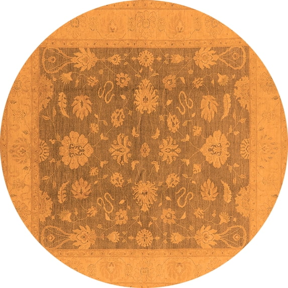 Ahgly Company Indoor Round Oriental Orange Industrial Area Rugs, 3' Round