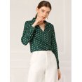 thumbnail image 3 of Camisa Con Cuello En V Y Solapa Con Botones Y Lunares En Forma De Corazón Para Mujer Verde XS, 3 of 6
