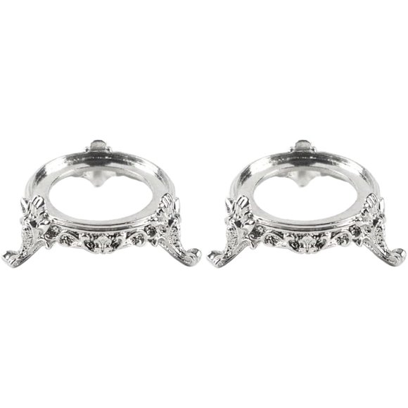 Fengtaike Support de Présentation de Boules de Cristal, Support de Présentation d'Œufs, Support de Sphères d'Œufs en Pierre, Support d'Ornement de Bureau, Lot de 2 (Argent)