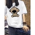thumbnail image 1 of 2025 Summer New Casual Versatile Cartoon Puppy Print Short Sleeve T-Shirt for Women, Pure Cotton, 1 of 5