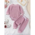 thumbnail image 4 of Elippeo Baby Pants Set 3M 6M 12M 18M  Long Sleeve Crew Neck Romper with Elastic Waist Pants Winter Outfit for Girls Boys, 4 of 10
