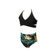 thumbnail image 5 of Arvbitana Family Matching 2Pcs Tankini Set Solid Color V-Neck Cross Camisoles + Leaves Printed Panties Casual Bathing Suit Swimwear Beachwear for Daughter Mom, 5 of 10