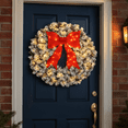 thumbnail image 6 of Artificial Christmas Wreath with Bow, Pre-Lit Winter Wreath with LED Light, Indoor Outdoor Holiday Xmas Decorations, 6 of 7