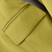 Women's Satin Blazer with Contrast Lapel Collar Button Slim Dressy Jacket for Office Yellow 2XL