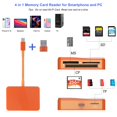 thumbnail image 2 of Lector de tarjetas SD RRSITIAU adaptador USB-C 4 en 1 color naranja, 2 of 9