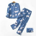 thumbnail image 2 of FEIJIBA Pajamas for Women Set Flannel Brushed Cotton Button Tops Pants S XL Sleepwear Loungewear Cozy Warm Winter Women's Sleepwear Purple, 2 of 6