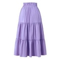 thumbnail image 7 of ZJXFGS Long Skirts for Women Summer Flared Skirts For Women Floral Maxi Skirt For Women Comfy Tiered Elastic High Waisted Skirts A Line Flowy Swing Skirt Petite Midi skirt Purple M, 7 of 7