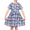 Blue Plaid with Collar, variant on Girls Dress Purple Floral Lace Pocket Vintage Puff Sleeve Classic Retro 7 Years