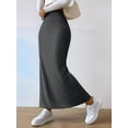 thumbnail image 5 of Female'S Solid High Waist Split Side Skirt Casual Knitted Maxi Skirts Comfy Bodycon Dress Dark Gray XL, 5 of 9