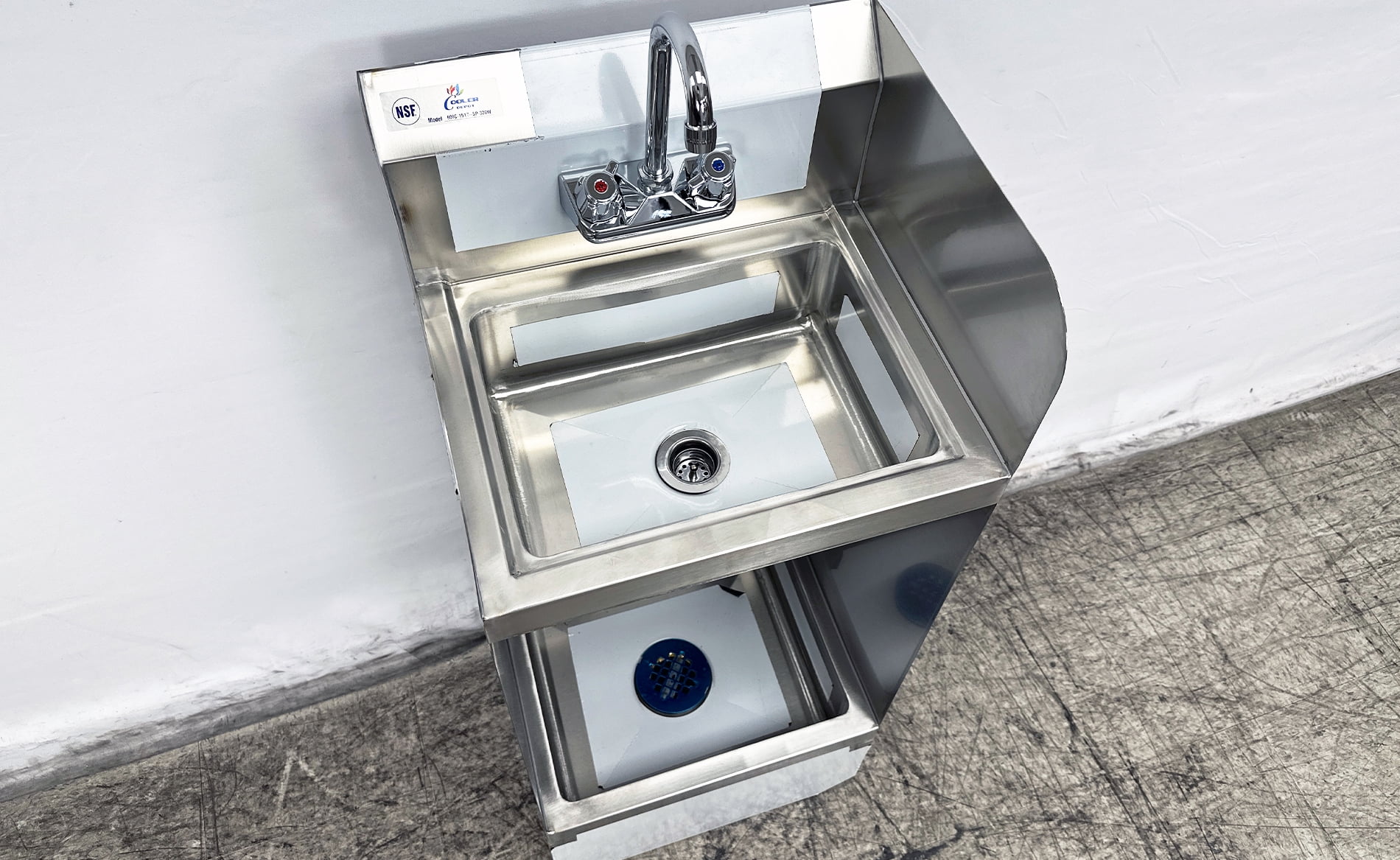 NSF 17" x 42" Hand Sink & Mop Sink Combo – Stainless Steel Utility Station with 7" Faucet