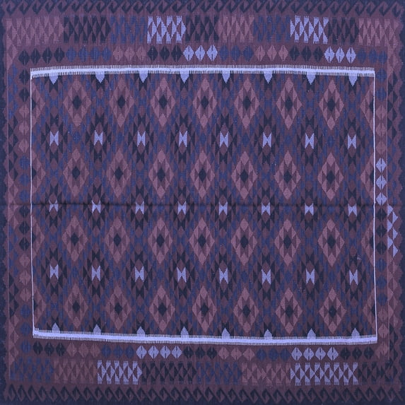 Ahgly Company Machine Washable Indoor Square Oriental Blue Traditional Area Rugs, 8' Square