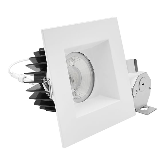 LUXRITE 5 In. LED Regressed Light with Square White Trim, 22W, 1800LM, 5CCT, 38 Beam, Dimmable, Twist-N-Lock CRI90 ETL