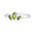 thumbnail image 6 of Earth Gems Jewelry Peridot Ring Sterling Silver Three stone Ring for Women, 6 of 7