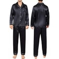 thumbnail image 3 of Pijamas Manga Larga Casual Solapa Satén Para Hombre Conjunto, 3 of 8