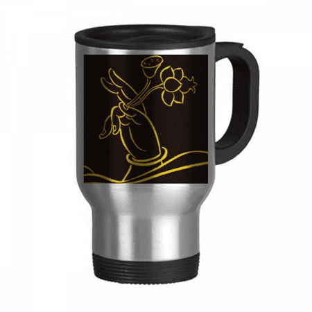 

Hand Lotus Travel Mug Flip Lid Stainless Steel Cup Car Tumbler Thermos