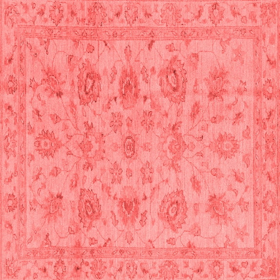 Ahgly Company Machine Washable Indoor Square Oriental Red Traditional Area Rugs, 7' Square
